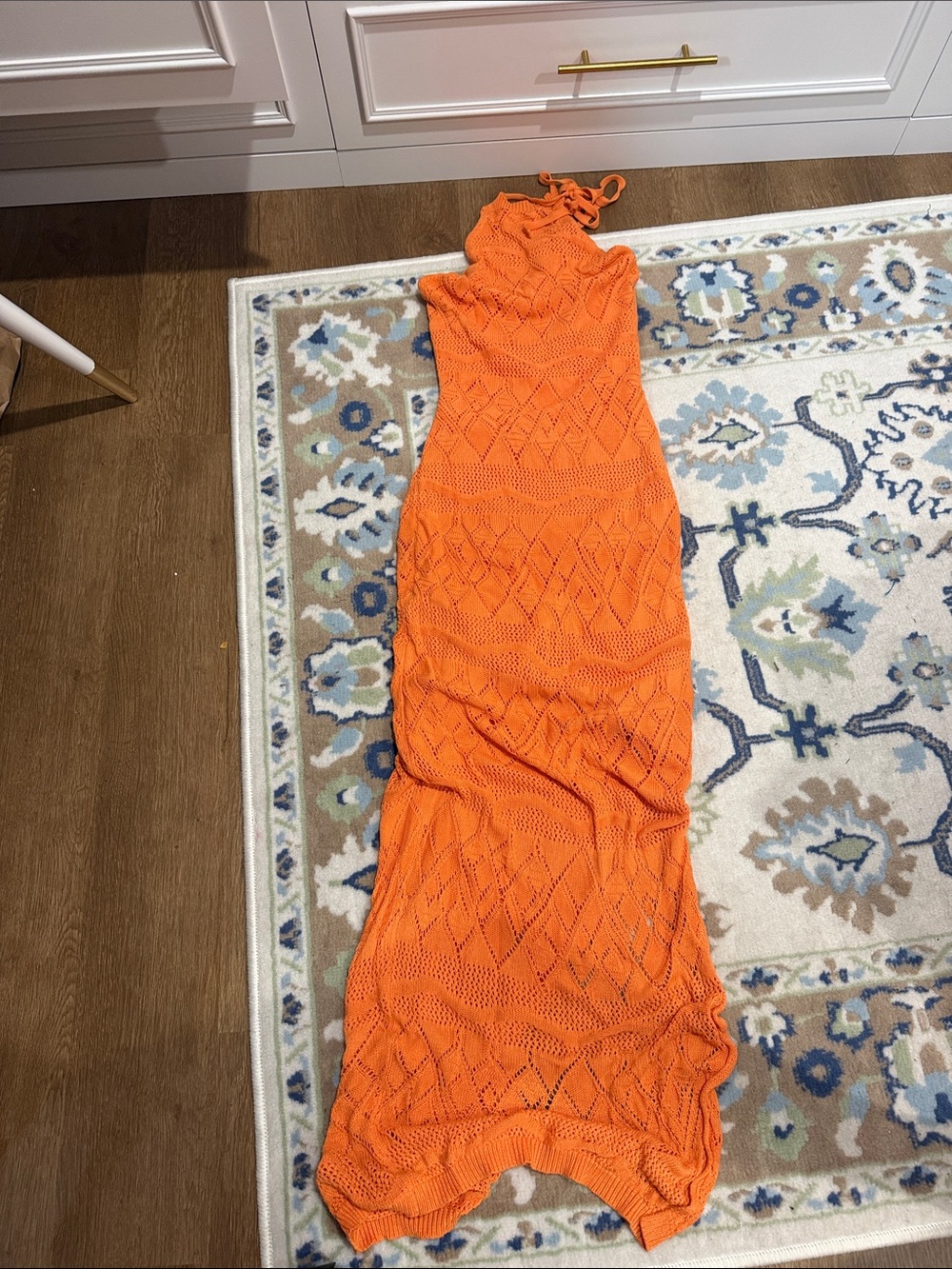 Haute Monde Bright Orange Knit Halter Maxi Dress